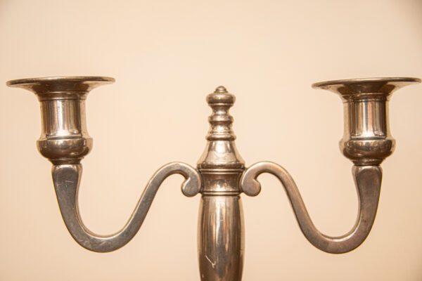 Chandelier double en métal argenté – Image 3