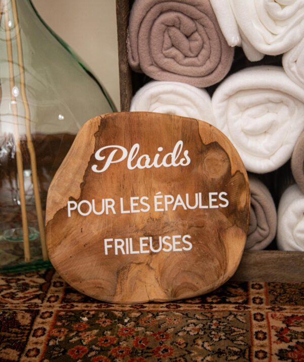 Panneau "Plaids pour les épaules frileuses"
