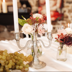 Chandelier double en métal argenté