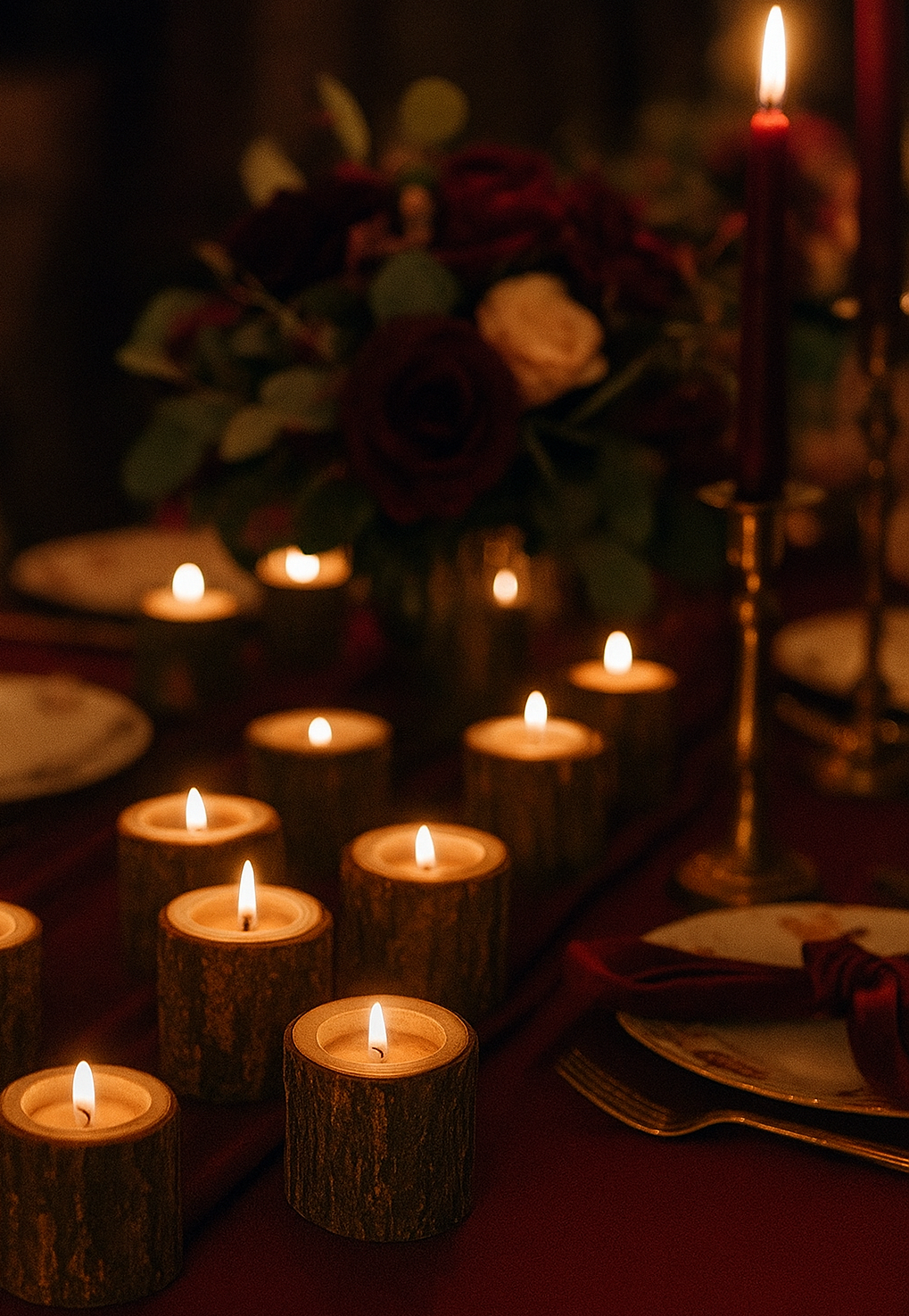 Photophores en bois naturel avec écorce – Image 2