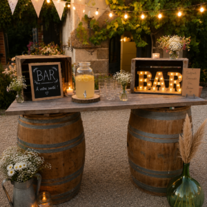 Bar rustique sur tonneaux