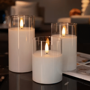 Bougies LED dans cylindre en verre