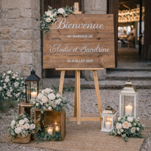 Panneau de bienvenue en bois