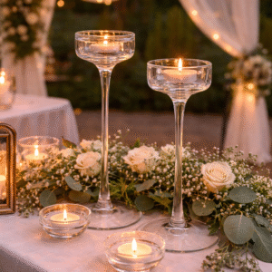 Bougeoirs sur pied en verre