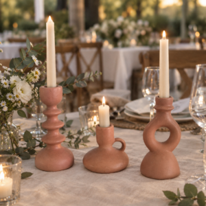 Bougeoirs en céramique terracotta